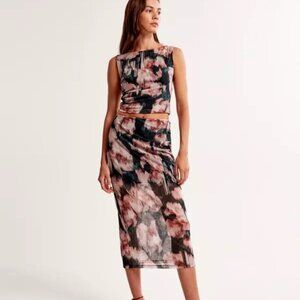 NWT Abercrombie & Fitch Mesh Floral Skirt Set M